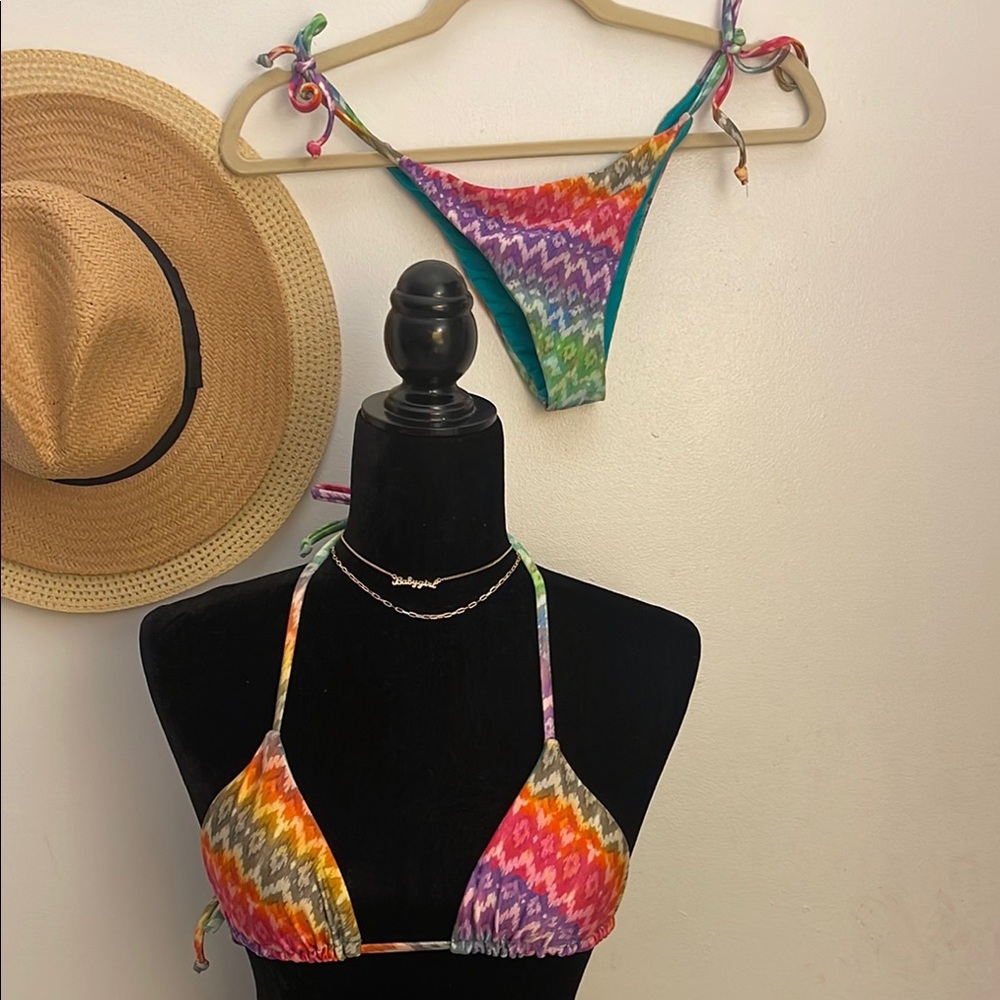 Vibrant Rainbow Triangle Bikini Set - image 1